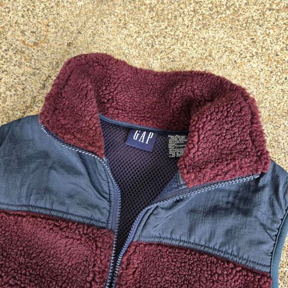 Vtg 90s GAP Multicolor Colorblock Two Tone Outdoors Deep Pile Fleece Vest L - Picture 3 of 6